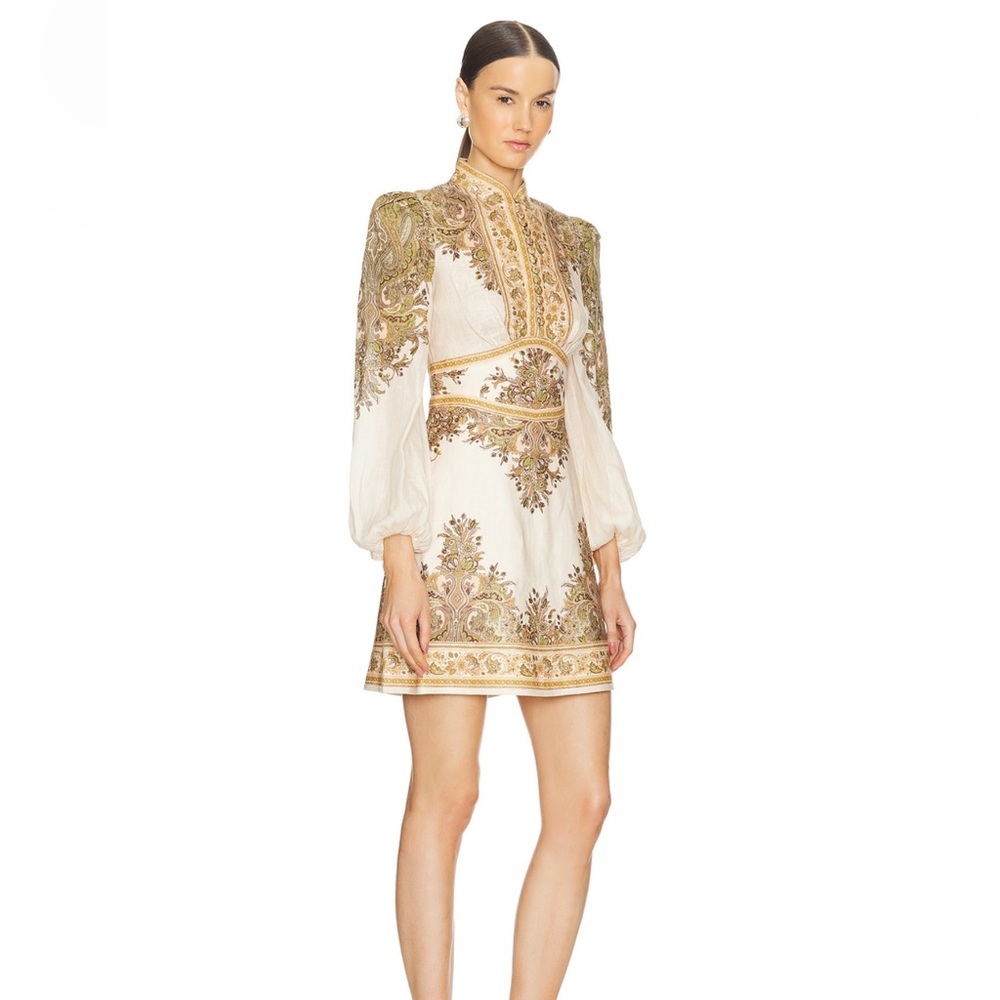Zimmermann natura khaki paisley mini dress